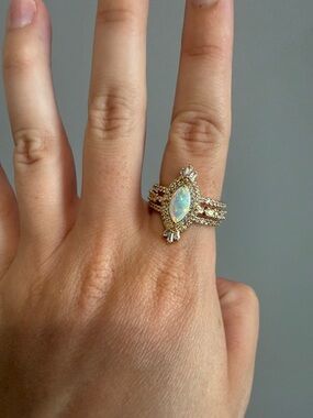Bomb Party Gold They take the Light with Them Ring RG62122 Milky White Opal